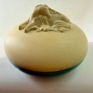 Vintage Max Factor Magical Musk Unicorn Dusting Powder Jar Vanity Plastic